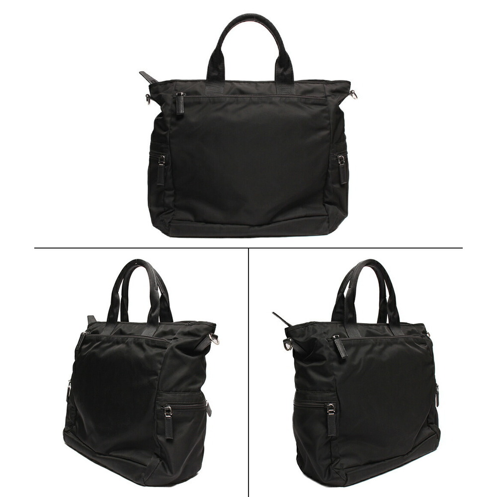 Prada pocket nylon Shoulder Black tote bag double